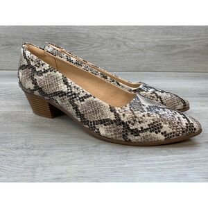 Clarks Court Women's Snakeskin  Block Heel Pumps Casual 10 Comfort Shoes